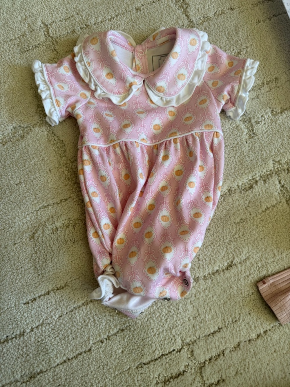 Pink Floral Peter Pan Collar Baby One-Piece